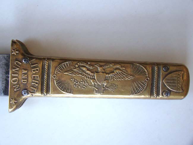 A RARE Civil War period BOWIE Knife by George Wostenholm, Sheffield, with FABULOUS brass handle circa 1861 — image 2